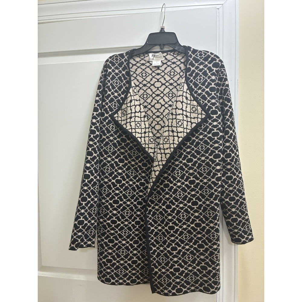 Andrea Jovine Geometric Cardigan‎ Womens Medium Open Front Career Boho Layering